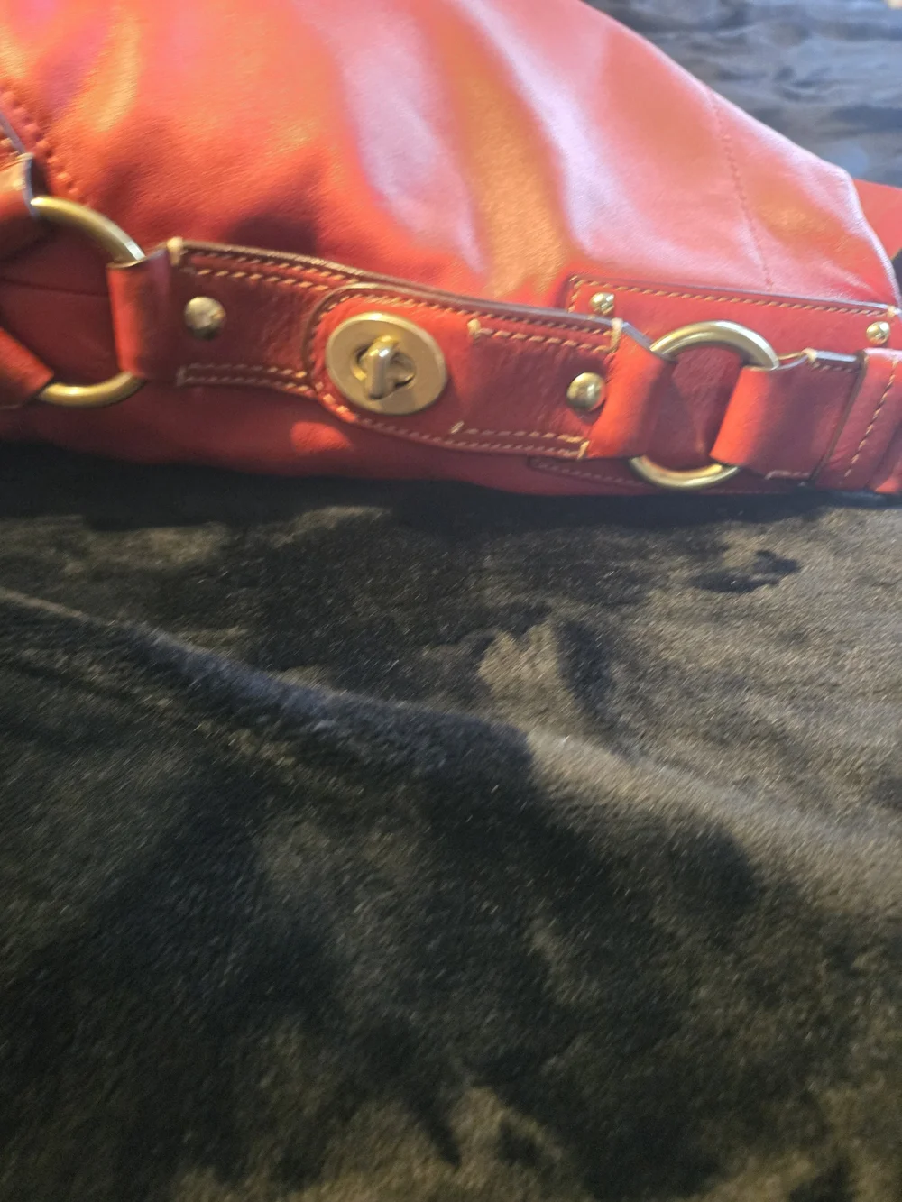 Coach Carly Large Hobo 10616 Red Nappa Leather Y2K Cherry Brass Rare 14